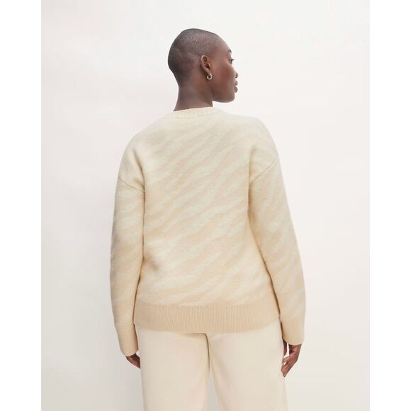 Everlane Alpaca Tiger Stripe Sweater | Sustainable Cream Animal Print Size M - Picture 5 of 8
